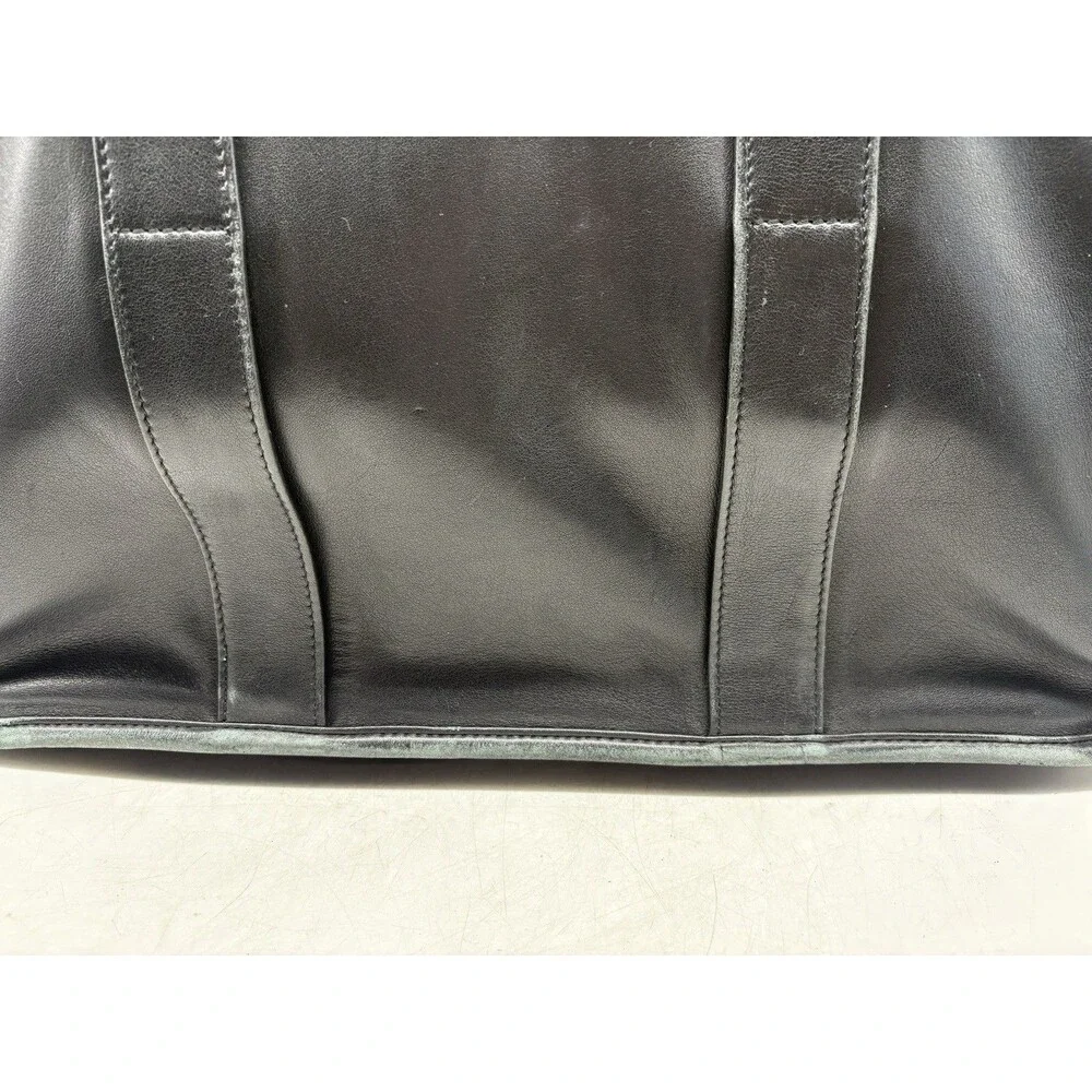TUMI Alpha Black Leather Briefcase Laptop Messenger Bag 6”x13”x17.5”